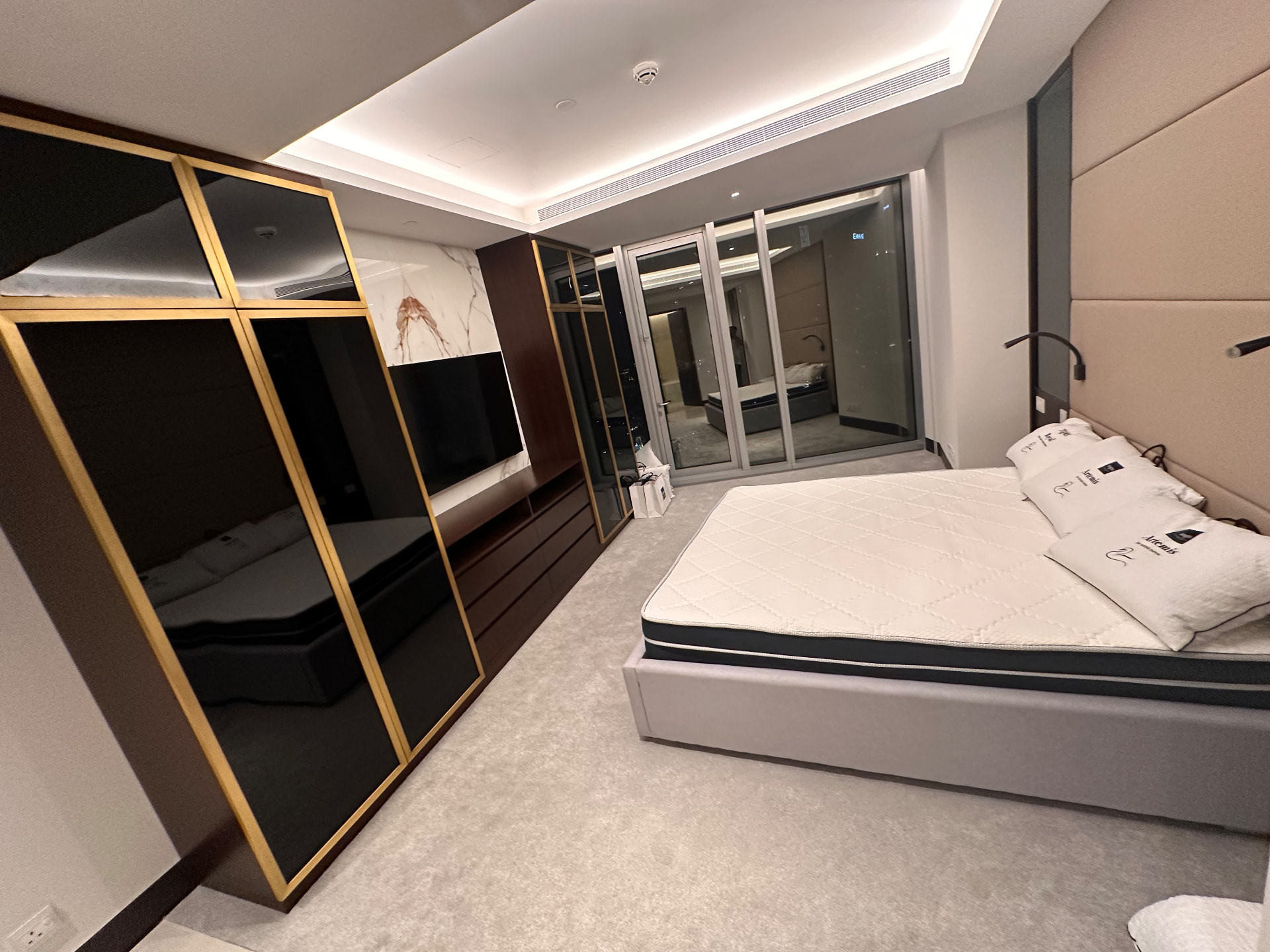 Bedroom glass wardrobe