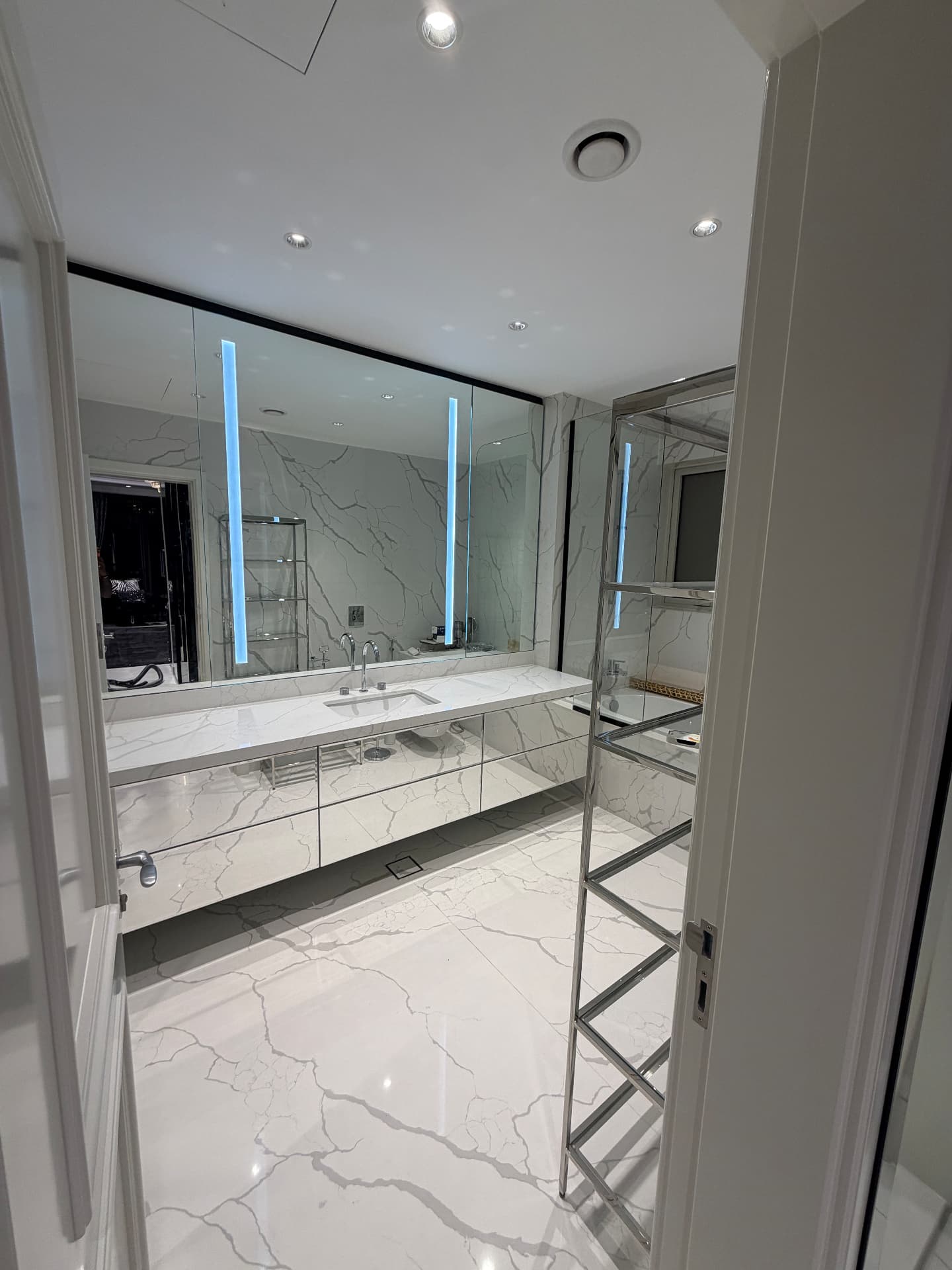 Marble bathroom, LED mirror