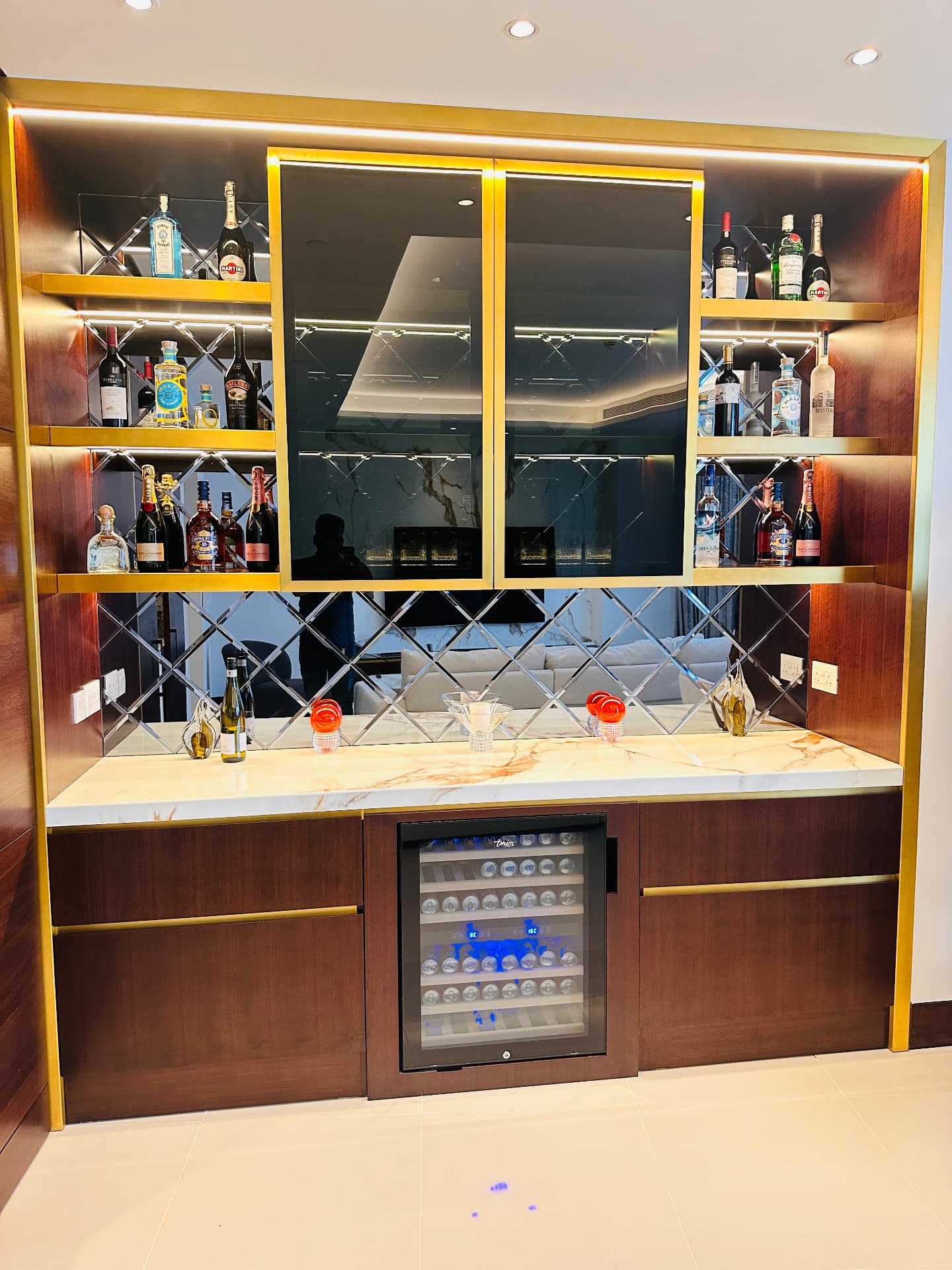 Home bar, fully stocked