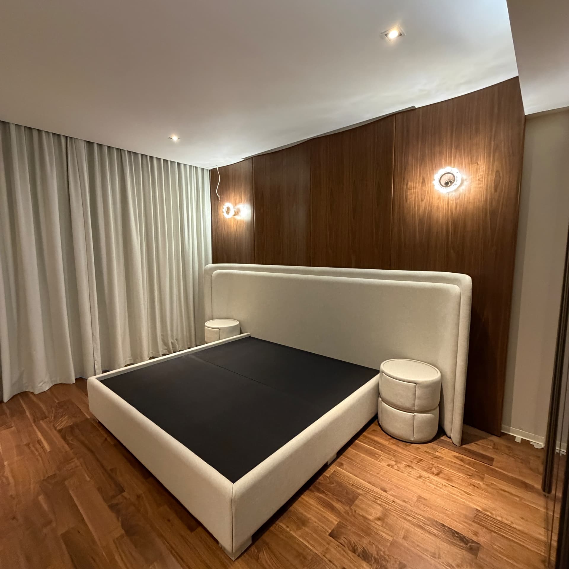Walnut bedroom wall
